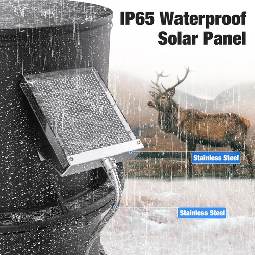 Vista 5 de Cargador de batería de panel solar de 6 V para alimentador de ciervos, panel solar impermeable de 1.7 W con soporte de montaje y clips de cocodrilo