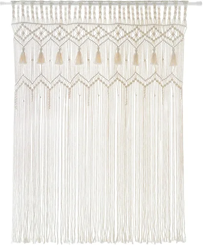 Mkono Cortina de Macramé Grande Colgante de Pared Tejido Boho Cortinas de Ventana Hechas a Mano Decoración Bohemia para Ventana Puerta Armario Telón