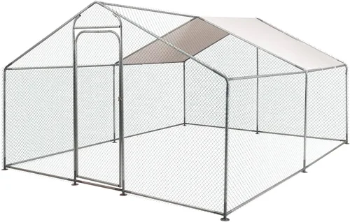 Morngardo Gallinero grande, 10 x 13 pies de metal para 20 pollos, jaula de aves de corral para gallinas con cubierta impermeable