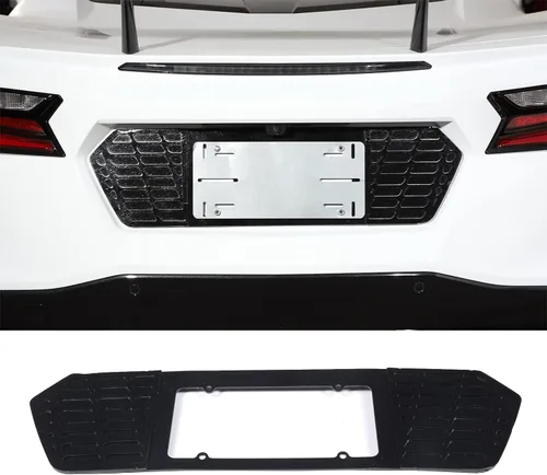 Cubierta de protección para marco de licencia trasero, aleación de aluminio, 1 unidad, compatible con Chevrolet Corvette C8 Stingray 2020-2023 Marco