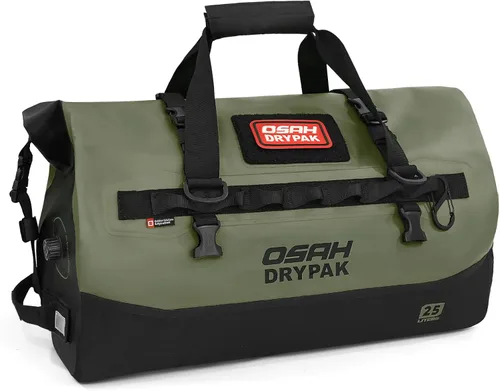 Vista 13 de OSAH DRYPAK Bolsa de lona impermeable 25L/40L/60L – Bolsa trasera de motocicleta resistente, bolsa seca enrollable para viajes, camping, canotaje