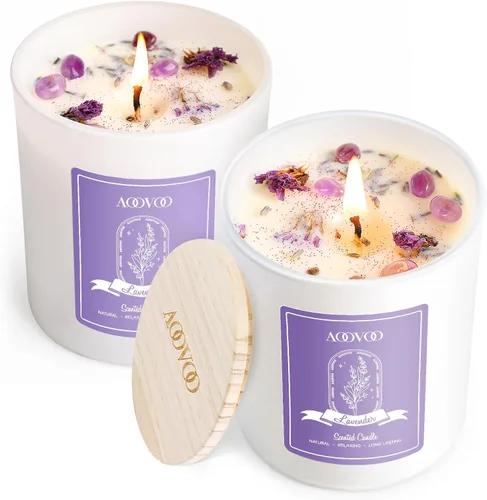 Vista 15 de AOOVOO Velas perfumadas de canela para mujer, vela de aromaterapia con cristales en el interior, velas de soja de 7 onzas para el hogar, regalo