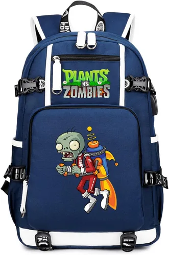 Vista 11 de ISaikoy Game Plants vs. Zombies - Mochila de hombro para libros, mochila escolar, color, Azul 1, Mochilas Daypack