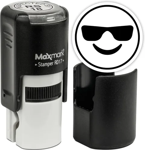 Vista 51 de MaxMark Sello de Emoji Autoentintado Redondo - Enojada - Tinta Negra