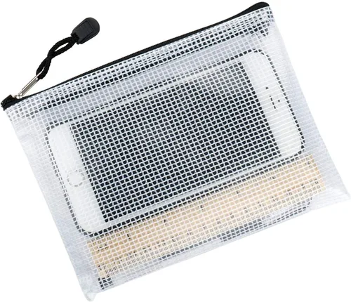 Vista 6 de 18 unidades, bolsas de malla de plástico con cremallera para documentos, carpetas de archivos con cremallera para suministros de oficina, viajes