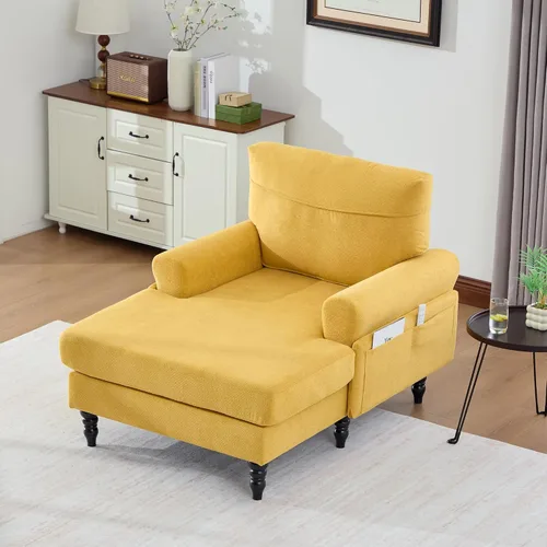 Moderno sofá reclinable individual de tela de felpilla, patas de sofá de madera con cómodo respaldo y reposabrazos bolsillos laterales para sala de