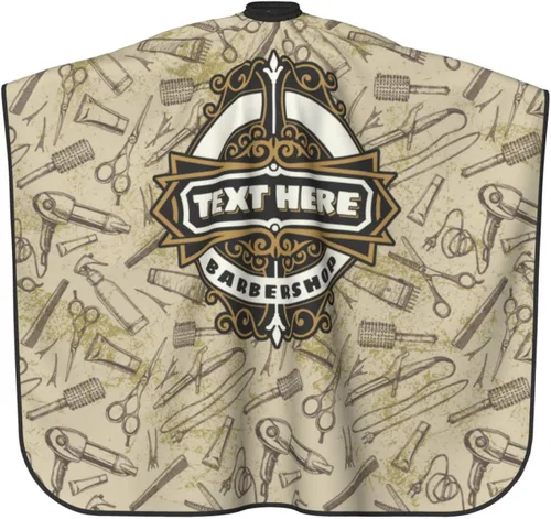 Vista 2 de Capa de peluquero personalizada, capa de corte de cabello con texto personalizado para hombres, kit de corte de pelo personalizado, delantal