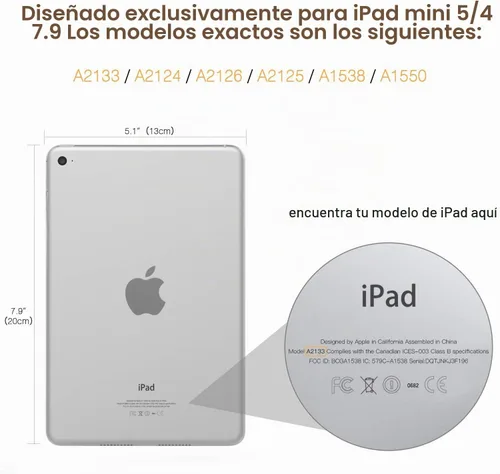 Vista 2 de MoKo Funda para iPad mini 5 2019/Mini 4 2015 (5ta/4ta Generación 7.9 pulgadas), funda delgada y ligera con soporte, con protector traslúcido 1-Oro