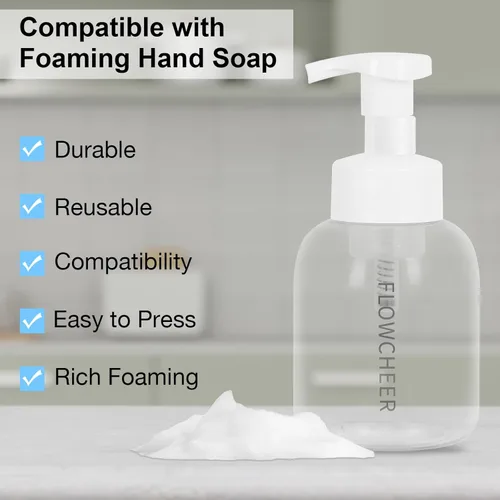 Vista 2 de flowcheer Dispensador de jabón espumoso de plástico, botella dispensadora de jabón de manos de espuma recargable de 12 onzas/11.8 fl oz