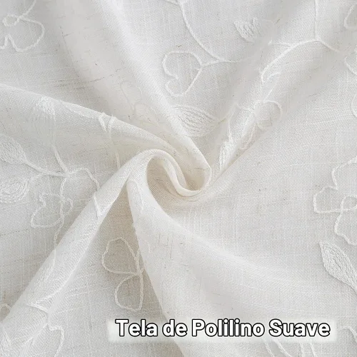 Vista 3 de Vision Home Cortinas con textura de lino transparente floral de 84 pulgadas, paneles de ventana bordadas con estampado de hojas para sala de estar