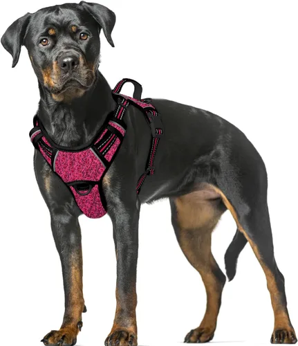 Vista 80 de BARKBAY Arnés para Perro Sin Tirones Talla Grande Arnés Reflectante para Perro con Clip Frontal y Asa de Control Fácil para Caminar Entrenar Correr