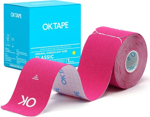 Vista 8 de OK TAPE Cinta de kinesiología de 10 pulgadas precortada, 20 tiras, cinta atlética elástica de algodón sin látex, 2 pulgadas x 16 pies, 2 rollos Beige