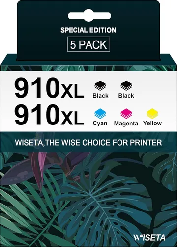 Cartucho de tinta de repuesto compatible para HP 910XL (negro, cian, magenta, amarillo, 5 unidades)