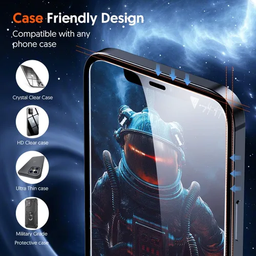 Vista 8 de Fotbor Protector de pantalla compatible con iPhone 12 Pro/12, paquete de 3 [grado militar inastillable] vidrio templado de cobertura completa