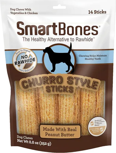 Vista 7 de SmartBones Palitos estilo Churro, 14 unidades, hechos con pollo real, masticables sin cuero crudo para perros
