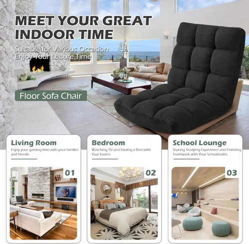 Vista 70 de Silla plegable para juegos de suelo de 14 posiciones, acolchada y ajustable, con algodón transpirable y terciopelo coral agradable a la piel