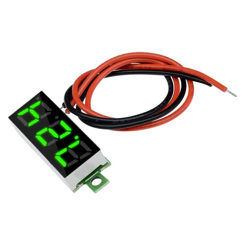 Vista 5 de diymore 10 piezas Mini Medidor de Voltaje Digital DC 2.5~30V 0.28" 2 Cables Voltímetro Digital Medidor Probador Pantalla LED Verde para Montaje
