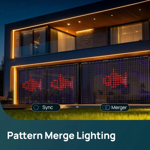 Vista 7 de Linkind Luces de cortina inteligentes: control de aplicación, pantalla GIF con patrón AI, funciona con Alexa Google Home, 400 luces LED que cambian
