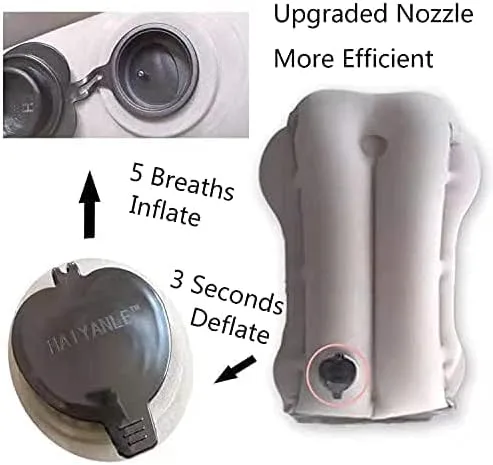 Vista 7 de Almohada inflable de viaje, almohada inflable de aire para el cuello para dormir, soporte para la cabeza, la barbilla, el cuello y el lumbar, evita
