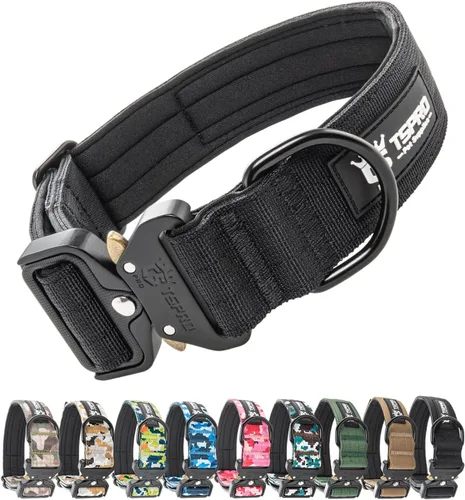 Vista 29 de TSPRO Collares Premium para Perros Collar Táctico para Perro con Asa y Hebilla Metálica de Liberación Rápida de Servicio Pesado Duradero Grueso