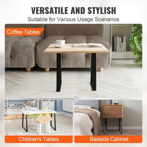 Vista 5 de VEVOR Juego de 2 patas de mesa de acero trapezoidal de 16 pulgadas, patas de repuesto para mesas de café de bricolaje, escritorios modernos, banco