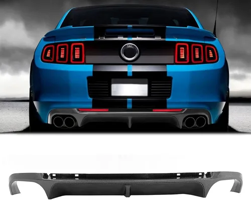 FREEMOTOR802 Compatible con Ford Mustang Shelby GT500 2013-2014 Difusor de Labio Trasero, Estilo GT500 Impresión de Fibra de Carbono PP Moldura de