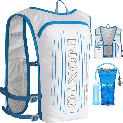 Vista 27 de INOXTO - Mochila de hidratación para correr, ligera, aislada, con bolsa de agua de 1.5 L, mochila para senderismo, senderismo, correr, ciclismo