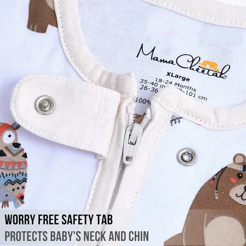 Vista 157 de Mama Cheetah Saco de dormir para bebé de 0.5 TOG, Manta portátil de algodón orgánico para bebé con cremallera bidireccional, Saco de dormir