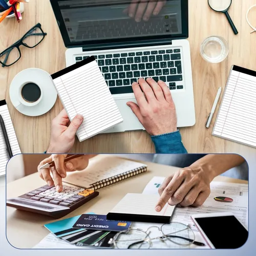 Vista 6 de Bloc de notas de 5 x 8 pulgadas, paquete de 12 blocs legales, 30 hojas, bloc de notas con rayas universitarias, páginas perforadas, blocs de papel