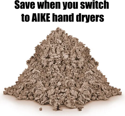 Vista 6 de Secador de manos comercial AIKE Elephant Power de alta velocidad con viento cálido automático, cubierta de acero inoxidable cepillado AC110V-130V