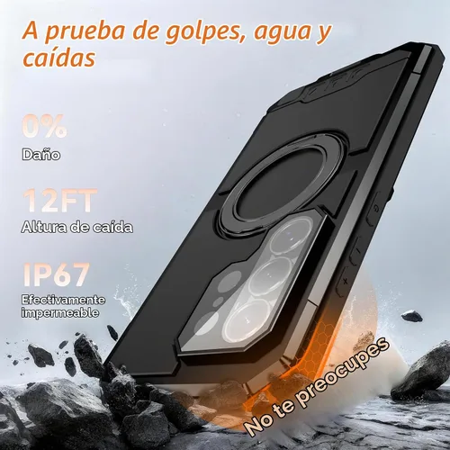 Vista 4 de Simicoo Samsung S26 Ultra - Funda militar resistente de metal resistente [compatible con MagSafe] con soporte de anillo magnético 360°, cubierta