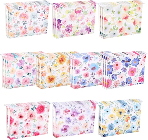 Vista 9 de Janmini 30 carpetas colgantes de color macarrón con proceso de estampado en lámina, incluyendo pestañas e insertos ajustables, tamaño carta
