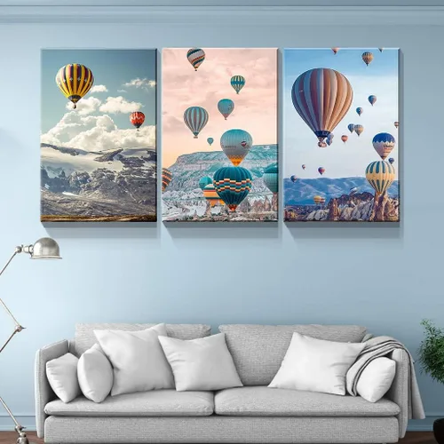 Vista 127 de Denozer - Lienzo decorativo para pared de 3 piezas - Paisaje con arte de pared inspirador para sala de estar, decoración moderna del hogar, estirado