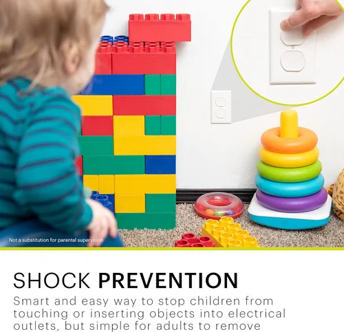 Vista 4 de Power Gear Cubiertas para enchufes a prueba de bebés, a prueba de niños, para enchufes eléctricos, fácil de instalar, cubiertas de enchufe de salida