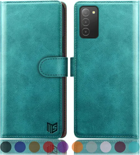 Vista 11 de SUANPOT Funda tipo cartera para Samsung Galaxy A03S 【Bloqueo RFID】 Titular de la tarjeta de crédito, Libro de folio con tapa Funda de cuero PU