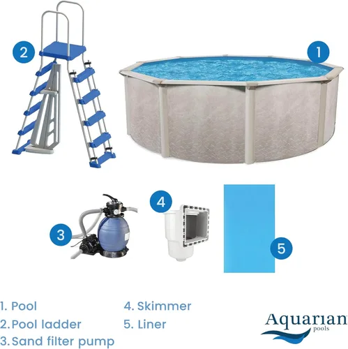 Vista 5 de Aquarian Kit de piscina sobre el suelo con marco de acero con filtro de arena y bomba, Phoenix, 15