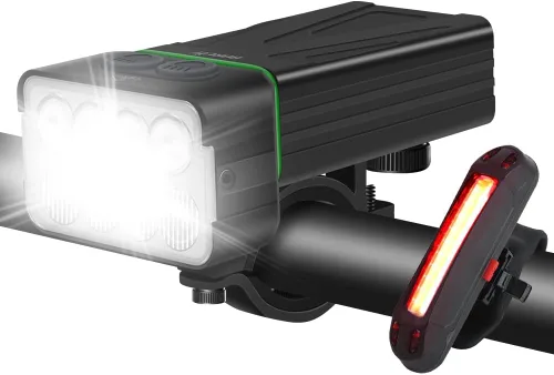 Vista 10 de BORUiT Bike Lights for Night Riding, Bicycle Light Front Headlight and Back Taillight with 8+5 Light Modes, USB Rechargeable Bright Bike Headlights