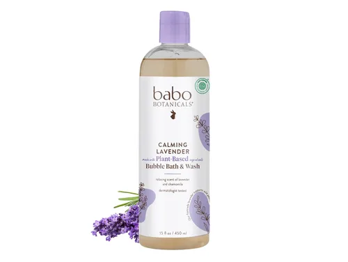 BABO Botanicals Calming Lavender 2-in-1 Bubble Bath & Wash - Relaxing Chamomile & Lavender - EWG Verified- Vegan- for All Ages- Scented with