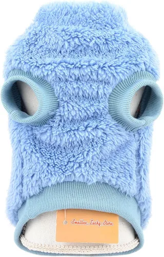 Vista 7 de SMALLLEE_LUCKY_STORE Suéter de forro polar Sherpa para mascotas, suéter de cuello alto con anillo en D, sudadera suave para perros pequeños, gatos