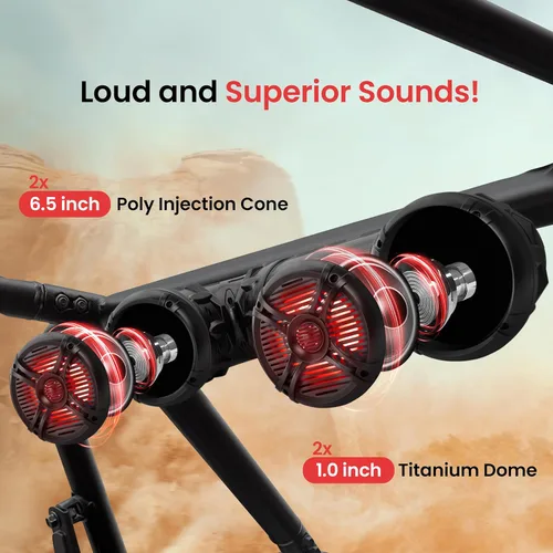 Vista 3 de Altavoces Bluetooth Pyle 800 Vatios Sistema de Sonido Amplificado de 6.5 Pulgadas con Luces LED Multicolor, Altavoces Inalámbricos Bluetooth Marinos