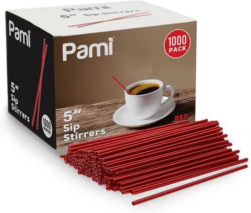 PAMI Agitadores/pajitas desechables de plástico de 5 pulgadas, paquete económico de 1000 palitos agitadores para bebidas calientes y frías, cócteles