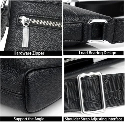 Vista 5 de Men's Leather Shoulder Bag, Men Purse Messenger Bag Business Shoulder Bag Crossbody Briefcase