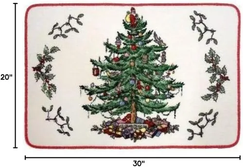 Vista 2 de Spode - Alfombra de baño, alfombra de baño de algodón, decoración de baño festivo, colección de árbol de Navidad, 20 x 30 pulgadas