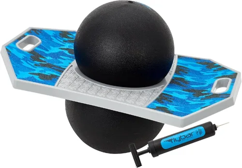 Flybar Pogo - Pelota de truco para niños, tabla de rebote de equilibrio con cubierta antideslizante, bomba incluida, juguetes para interiores y