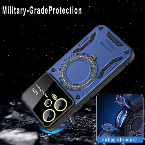 Vista 3 de Funda para Xiaomi Redmi Note 11 4G/Note 11S con protector de lente de cámara, protección a prueba de golpes de grado militar con función de atril
