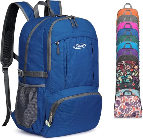 Vista 17 de G4Free Mochila de senderismo plegable ligera 40L, mochila de viaje impermeable