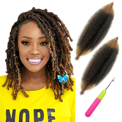 Vista 34 de 2 paquetes de cabello afro rizado castaño oscuro de 12 pulgadas, 30# Afro Spring Twist, cabello rizado Marley Twist trenzado, cabello envolvente
