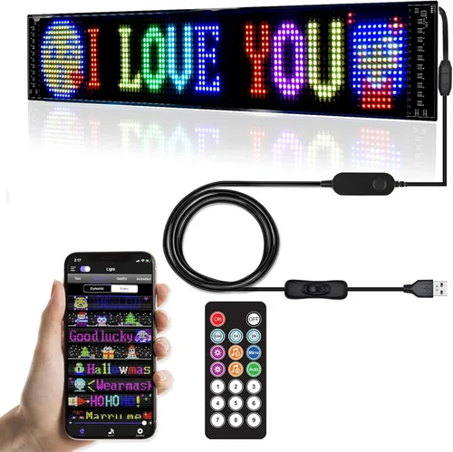 Vista 9 de Letreros LED para Coche, Control Programable por Aplicación Bluetooth, Editor de Texto DIY, Patrones, Animaciones para Coche, Sala