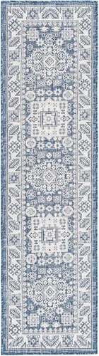 Vista 356 de Unique Loom Outdoor Aztec Collection Alfombra de área, Chalca (7 pies 10 pulgadas, cuadrada, azul/marfil)