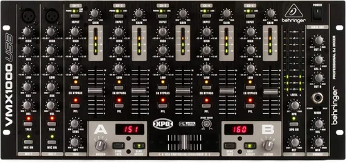 Behringer Pro Mixer VMX1000USB Mezclador de DJ profesional de 7 canales para montaje en rack con interfaz USB/audio, negro